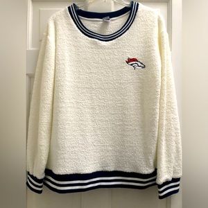 Women's Denver Broncos Sport Cream/Navy Granite Knit Pullover Sweatshirt